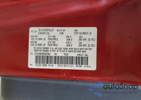 2006 Dodge Dakota Quad Slt z USA, uszkodzony, nr VIN 1D7HW48K56S637001